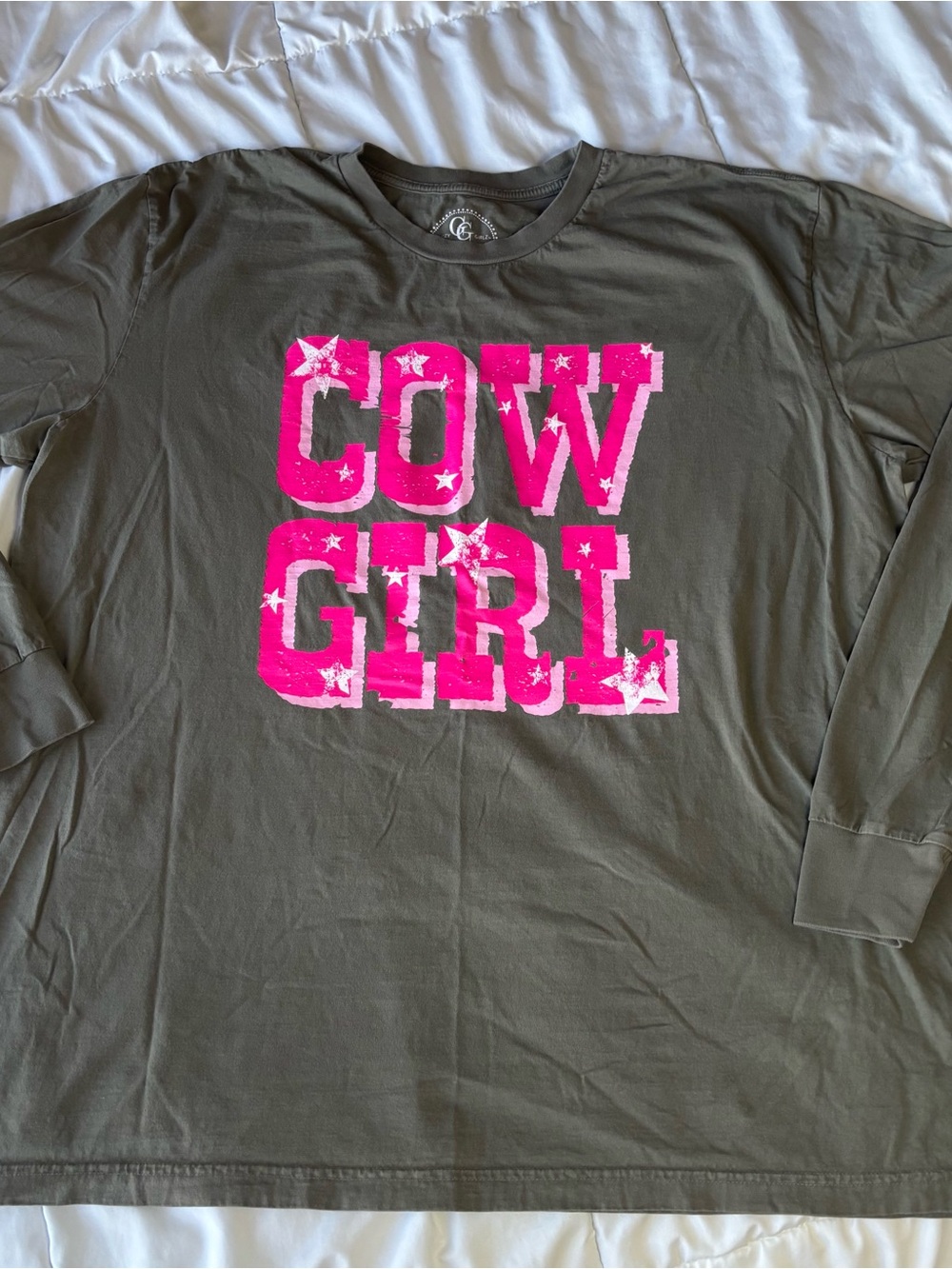 Glitzy Girlz Long Sleeve Tee with Hot Pink "COWGIRL" Graphic